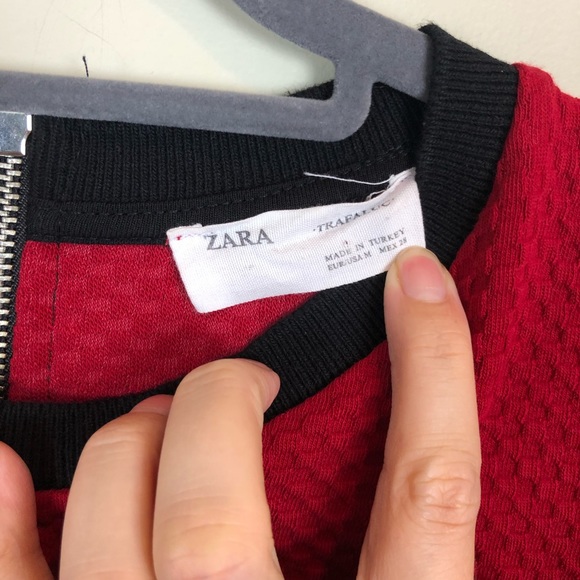 Zara Red Textured Knit Shift Dress - Picture 5 of 8